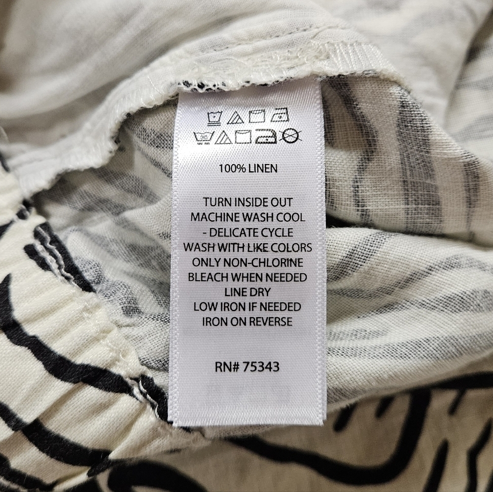 Cynthia Rowley Linen Drawstring Short In Cream And Brown Zebra Stripe Size 3X - Picture 6 of 9
